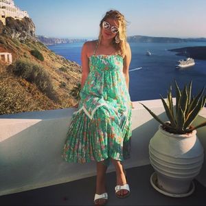 Like new Maeve from Anthropologie green strapless floral midi dress - small